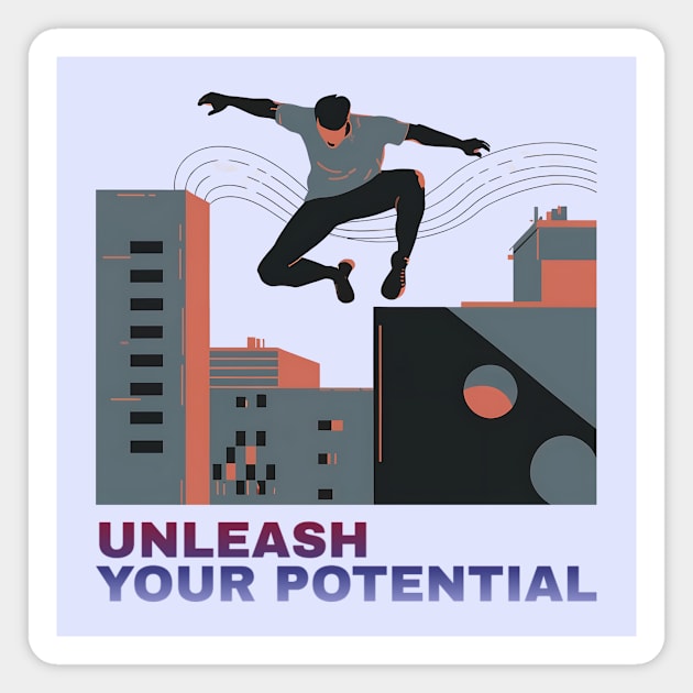 Parkour Potential Unleashed - Aesthetic Guy Doing Parkour Illustration Magnet by Tecnofa